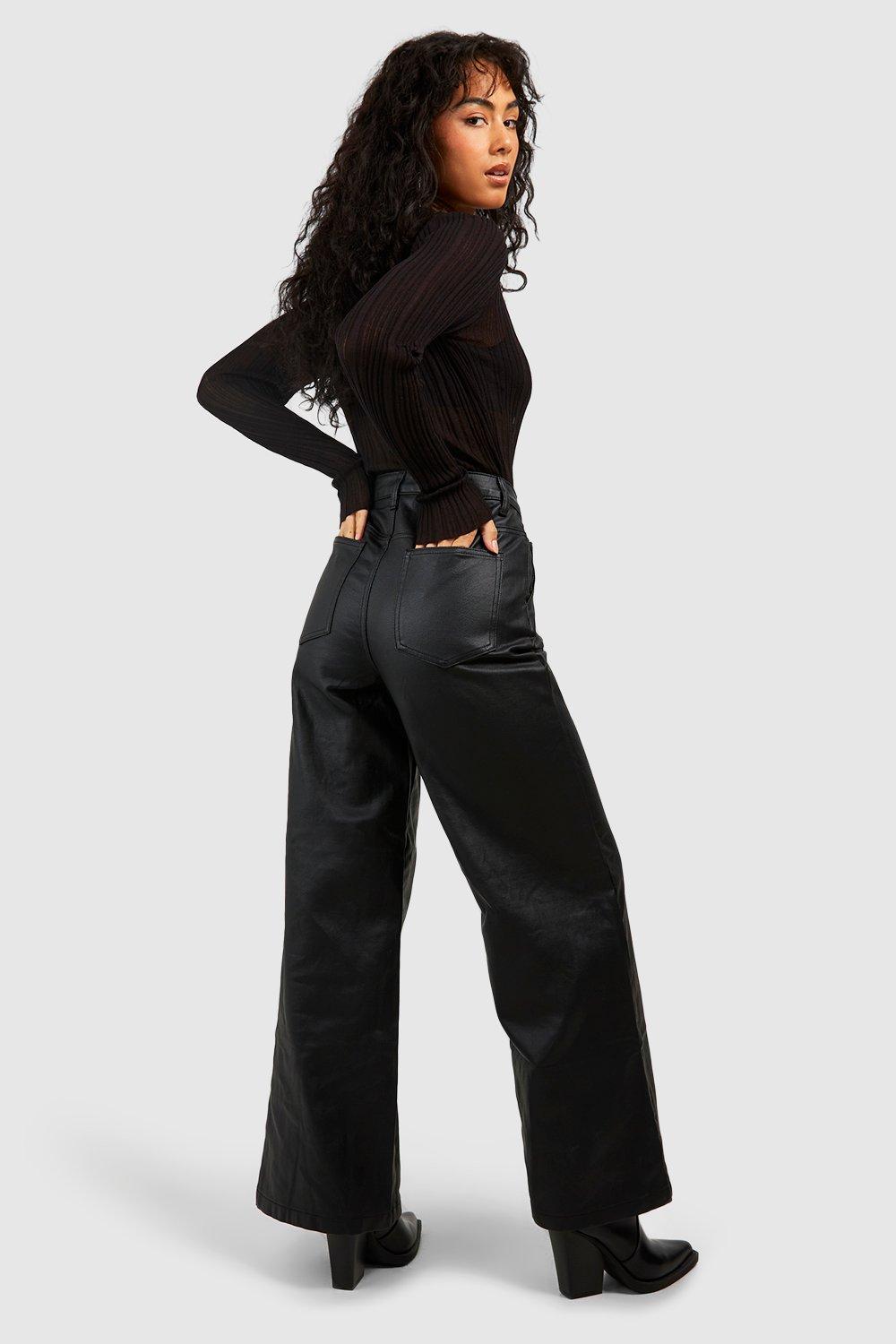 Black pu store high waisted jeans