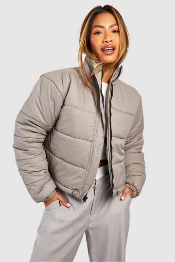 Funnel Neck Puffer Jacket taupe
