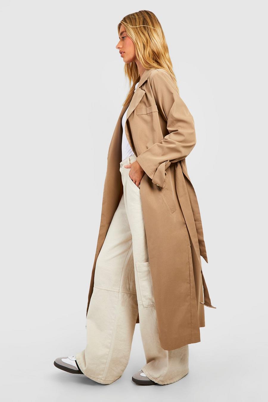Camel beis Belted Tailored Trench Coat