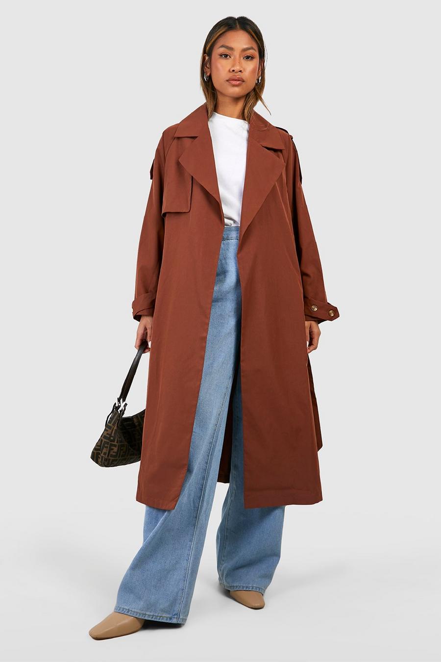 Chocolate Relaxed Fit Trench Coat image number 1