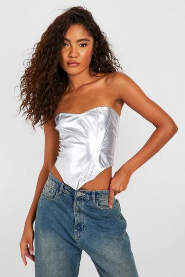 Silver Tall Zip Detail Corset