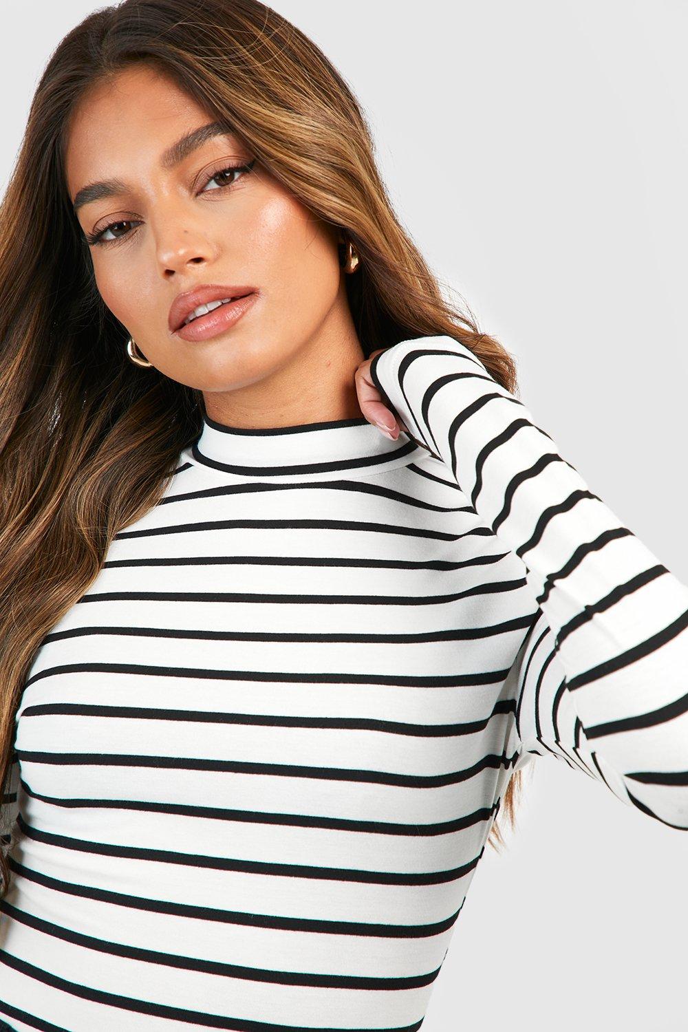 Striped roll 2025 neck top