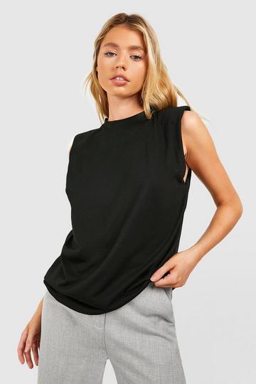Oversized T-Shirt Met Schouderpads black