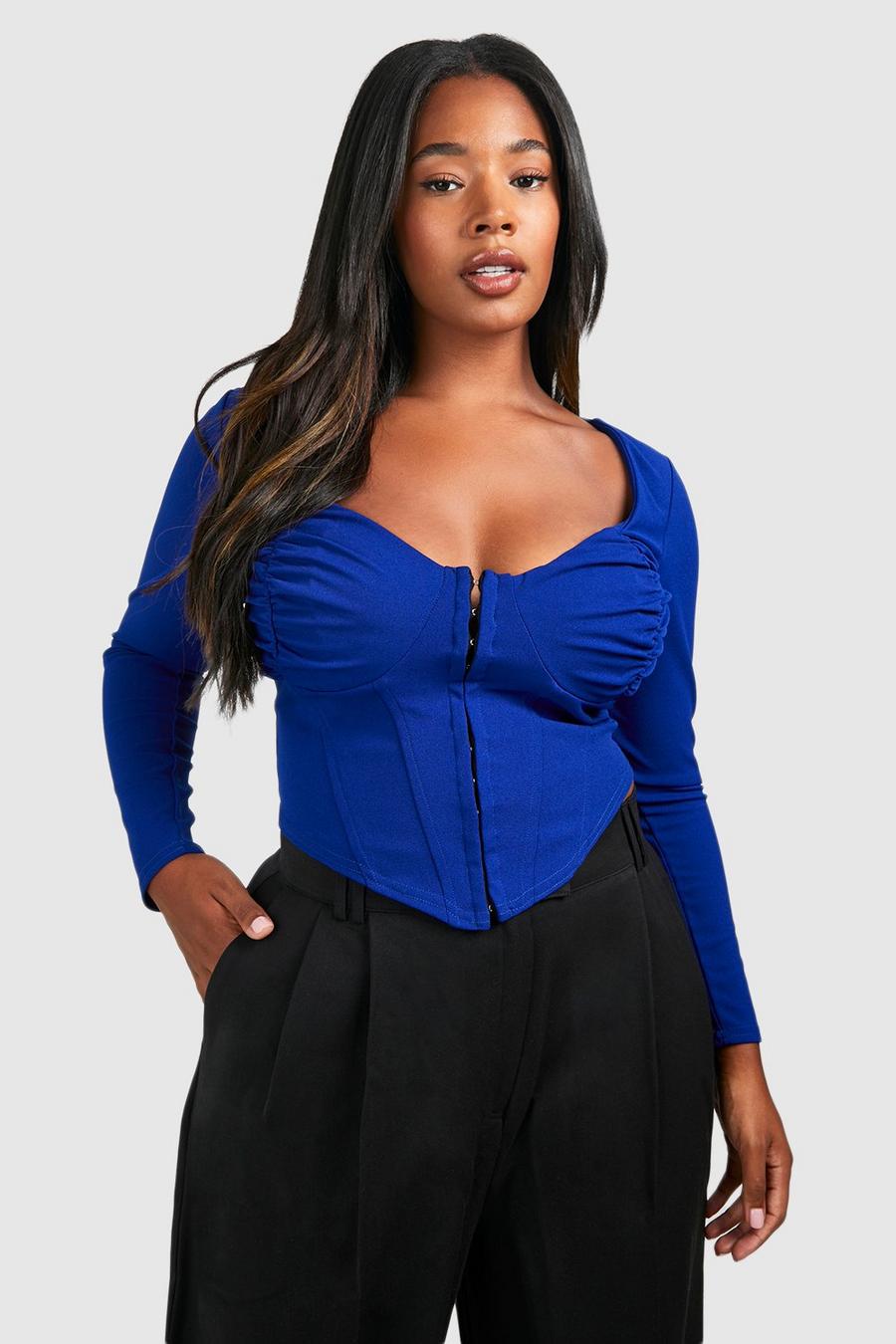 Cobalt Plus Ruched Detail Hook And Eye Corset Top image number 1