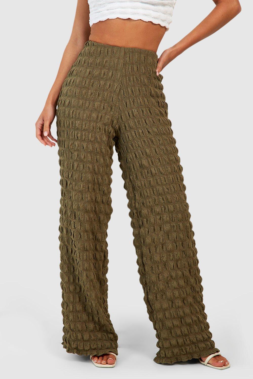Popcorn Textured Wide Leg Pants | boohoo USA