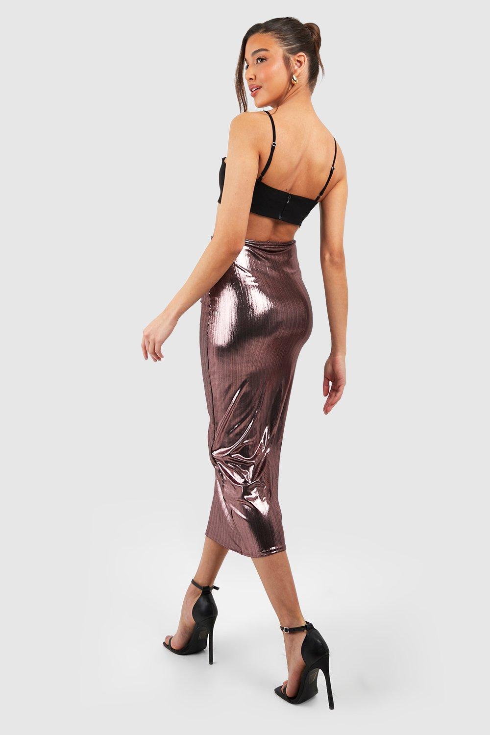 Rose pink clearance metallic skirt