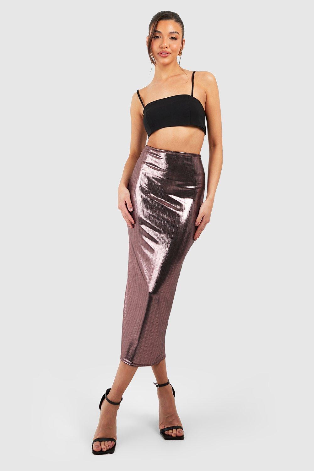 Pink metallic shop skirt boohoo