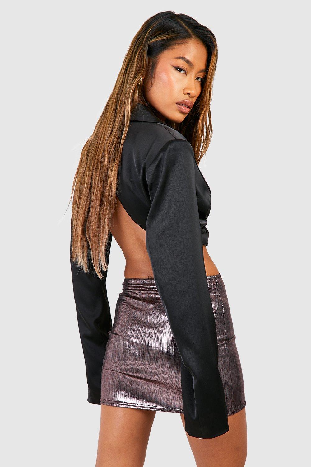 Pink metallic 2024 skirt boohoo