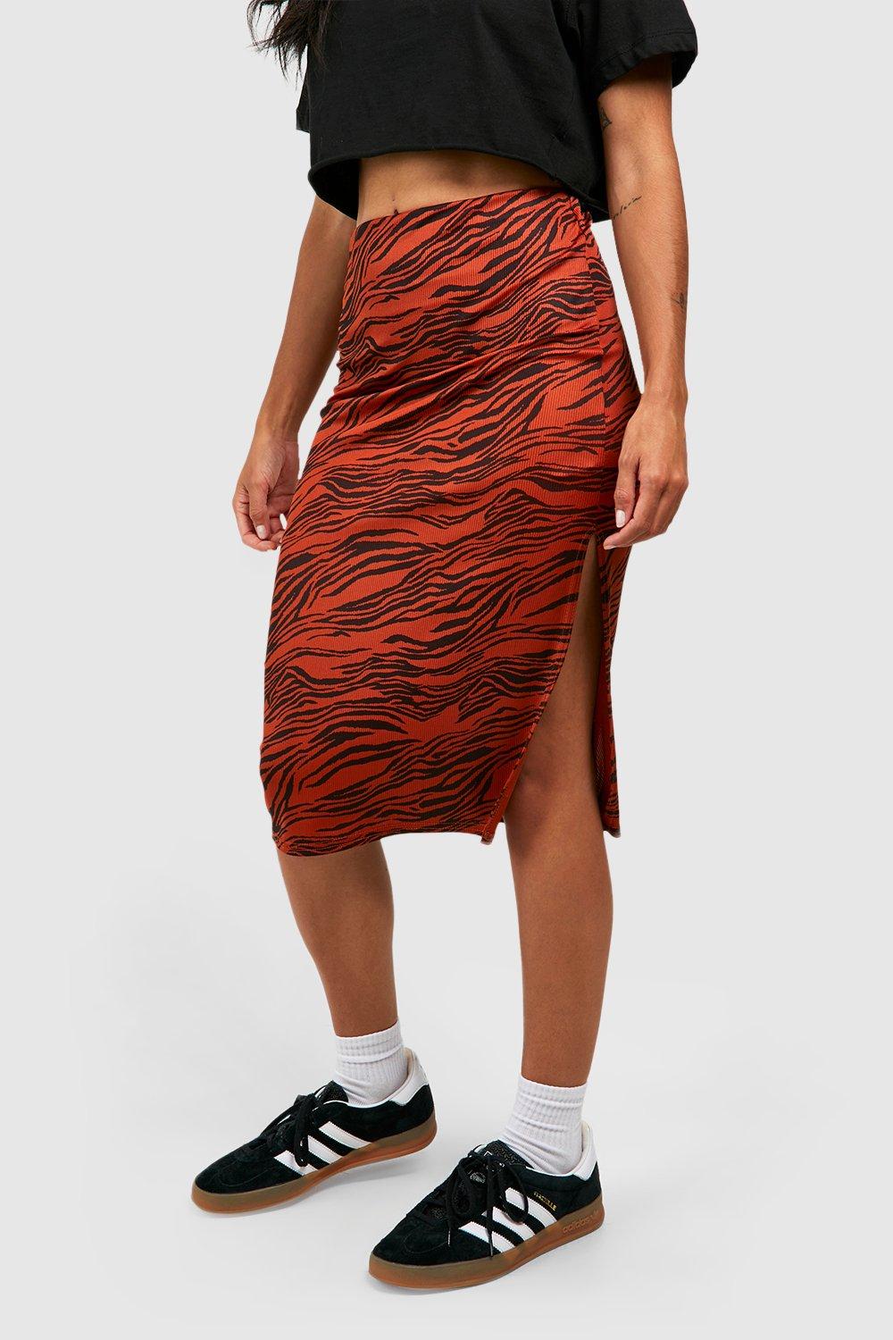 Orange zebra print outlet skirt