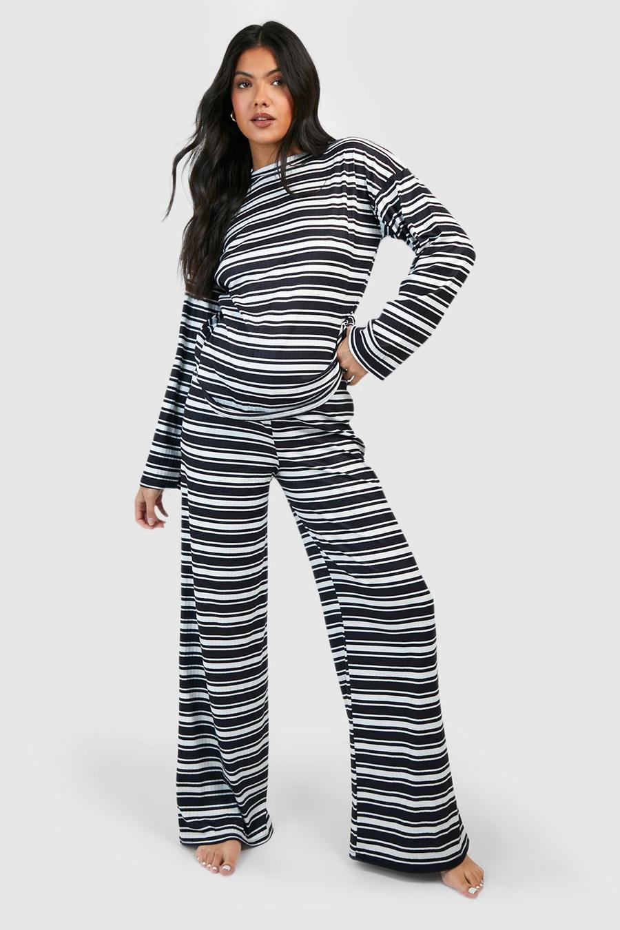 Buy Boohoo Maternity Rib Wrap Nursing Pyjama Legging Set In Black