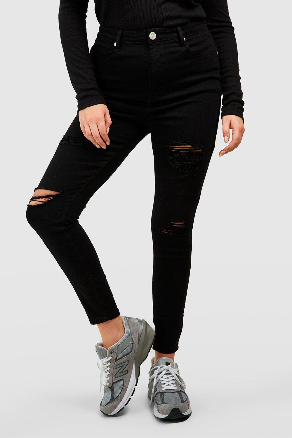 Boohoo black best sale ripped jeans