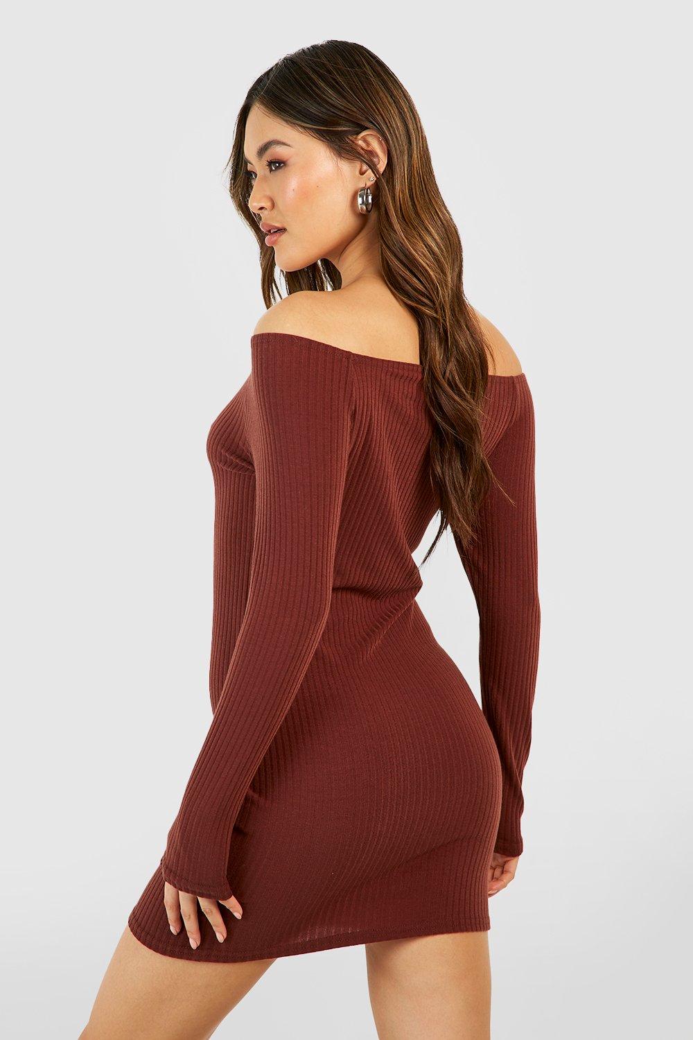 Buy Sinsay women textured long sleeve bodycon dress maroon combo