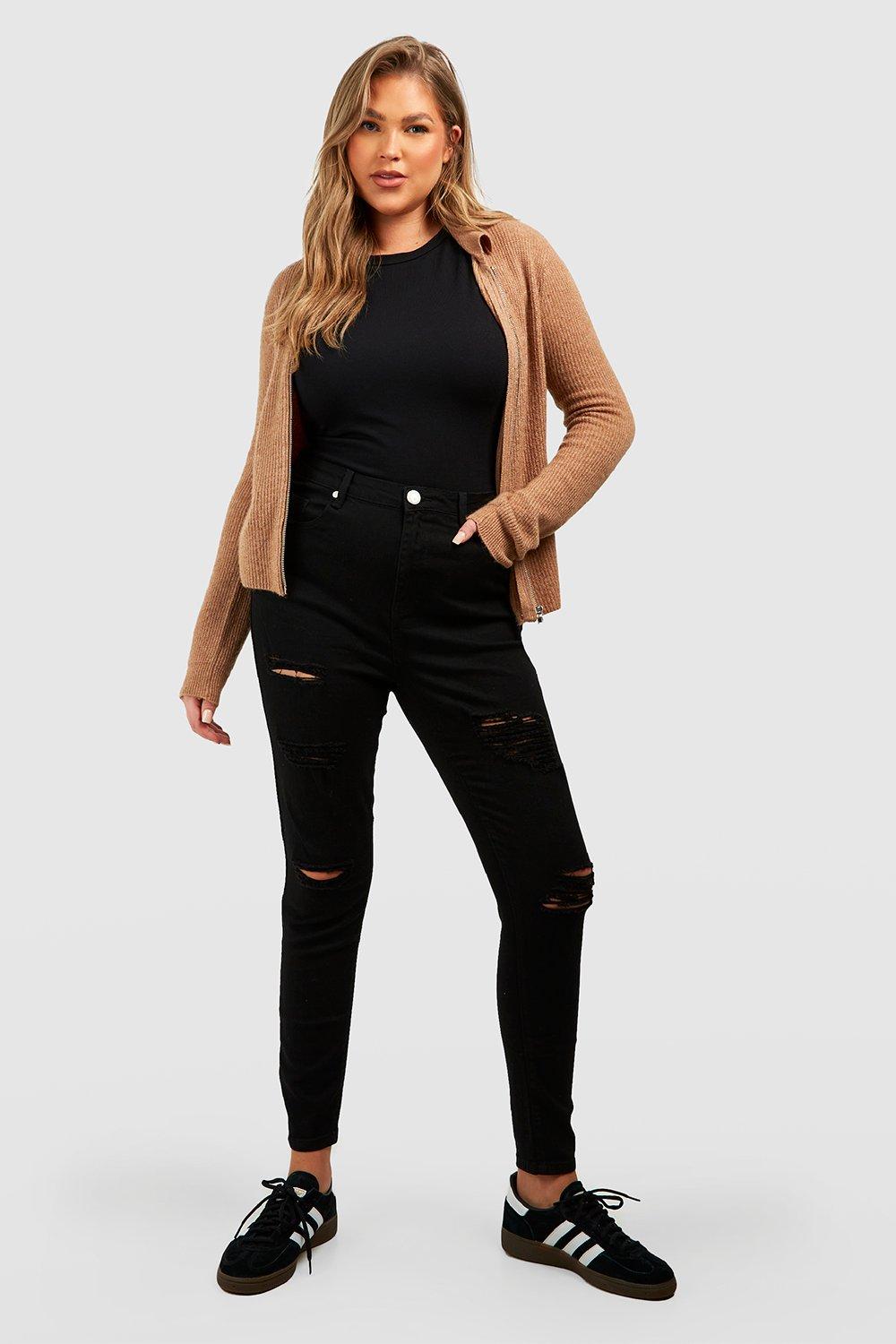 Plus Distressed Skinny Jeans boohoo