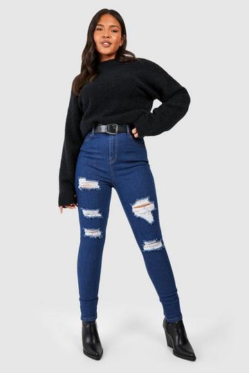 Plus Versleten Skinny Jeans mid wash