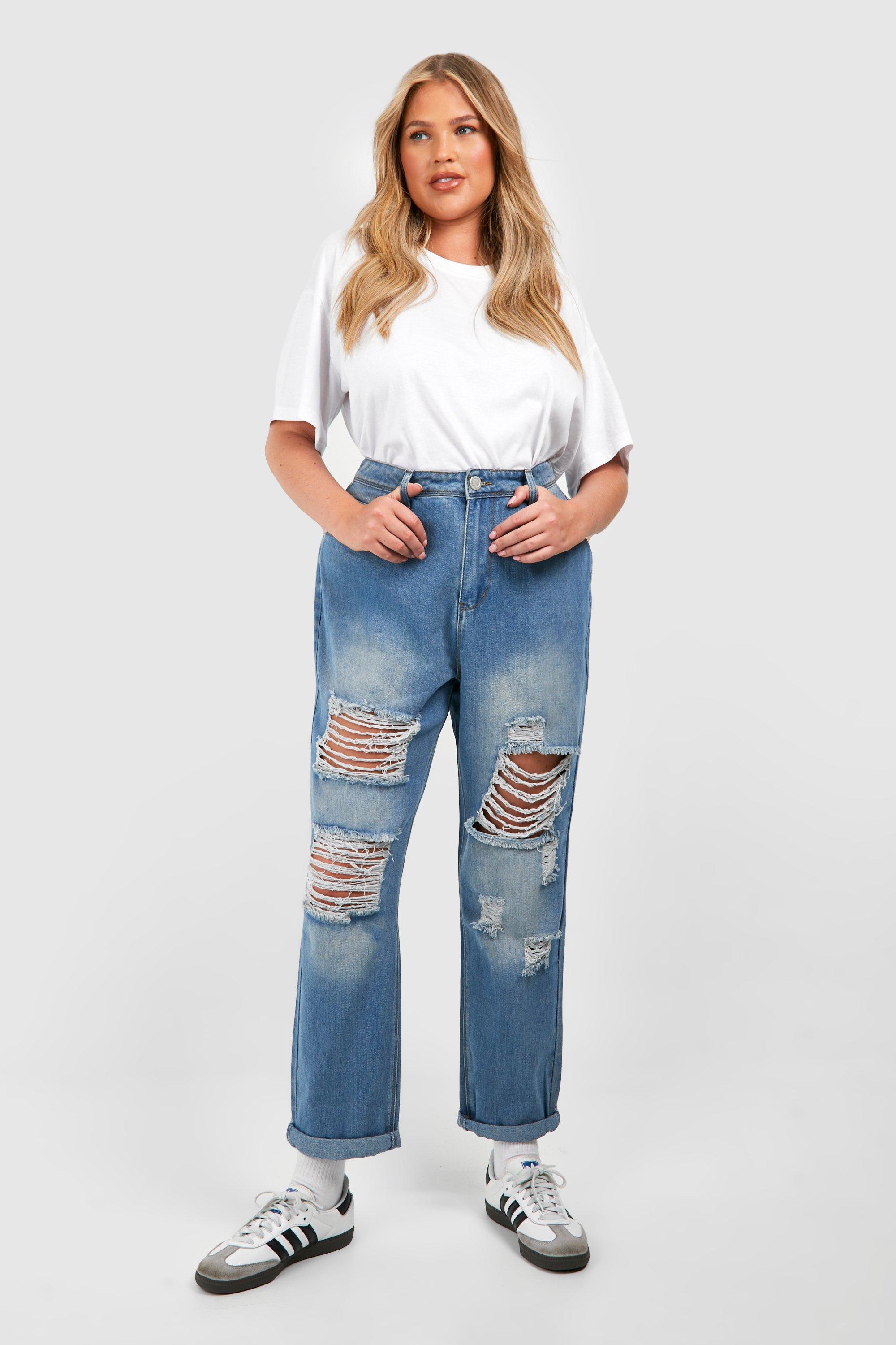 Ripped mom sale jeans plus size