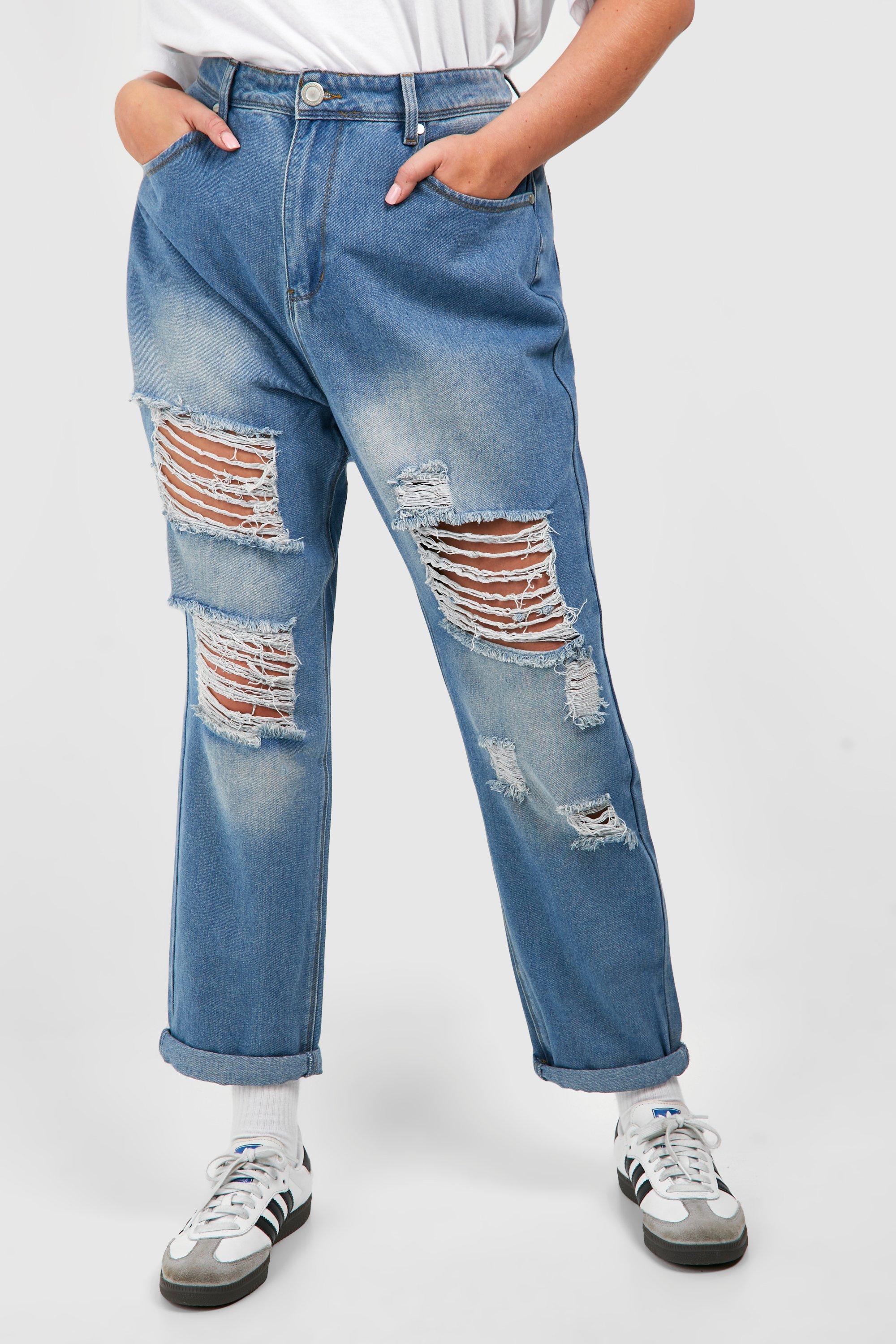 Blue ripped store mom jeans womens