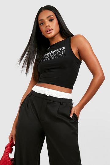 Halloween Slinky Ghosting Printed Crop Top black