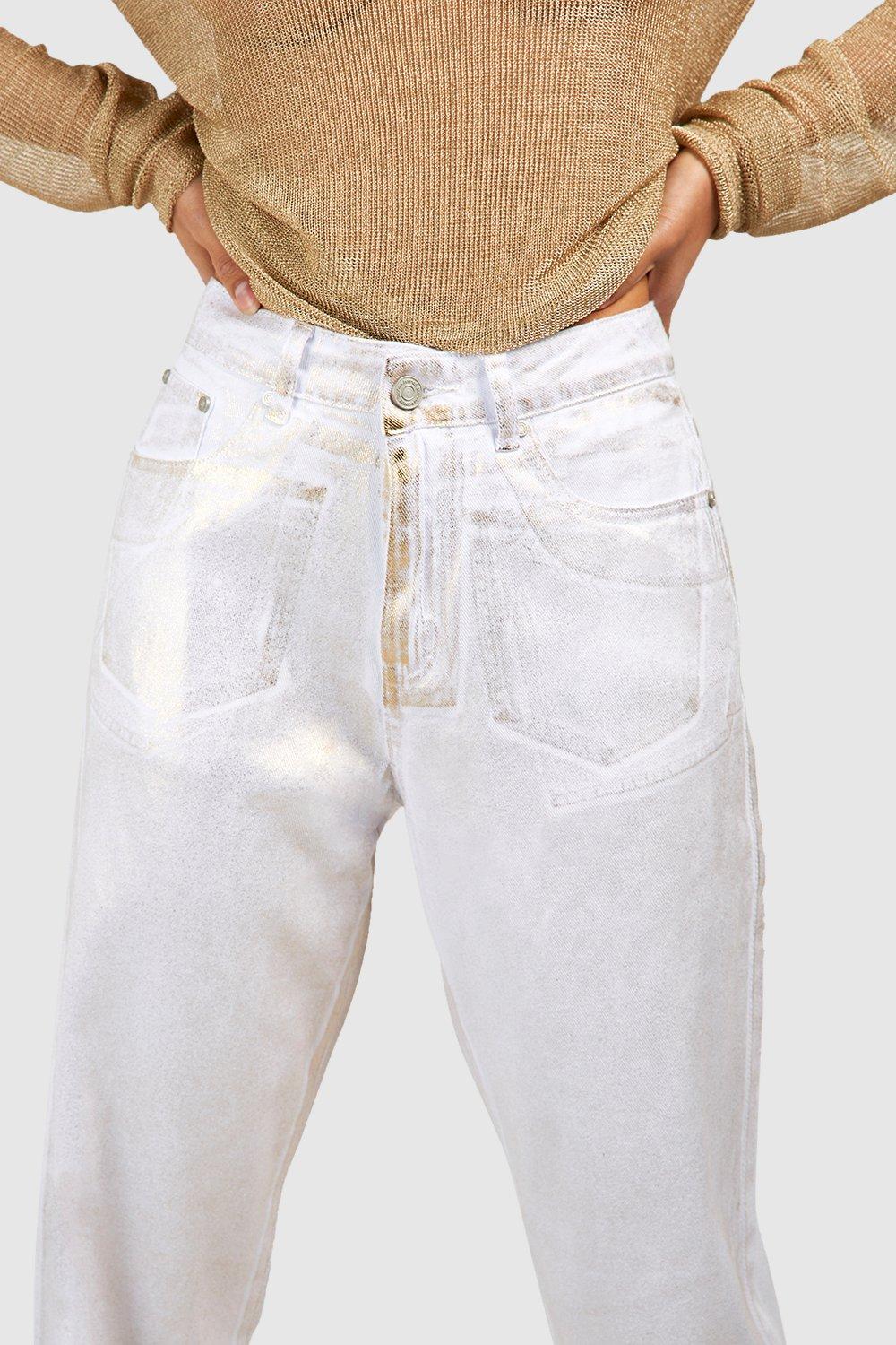 Metallic straight-leg jeans - Women