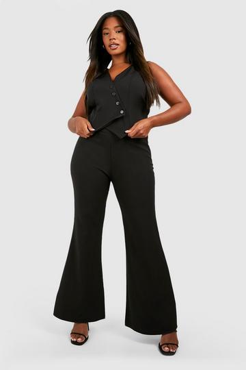 Plus Woven Deep Waistband Tailored Trousers black