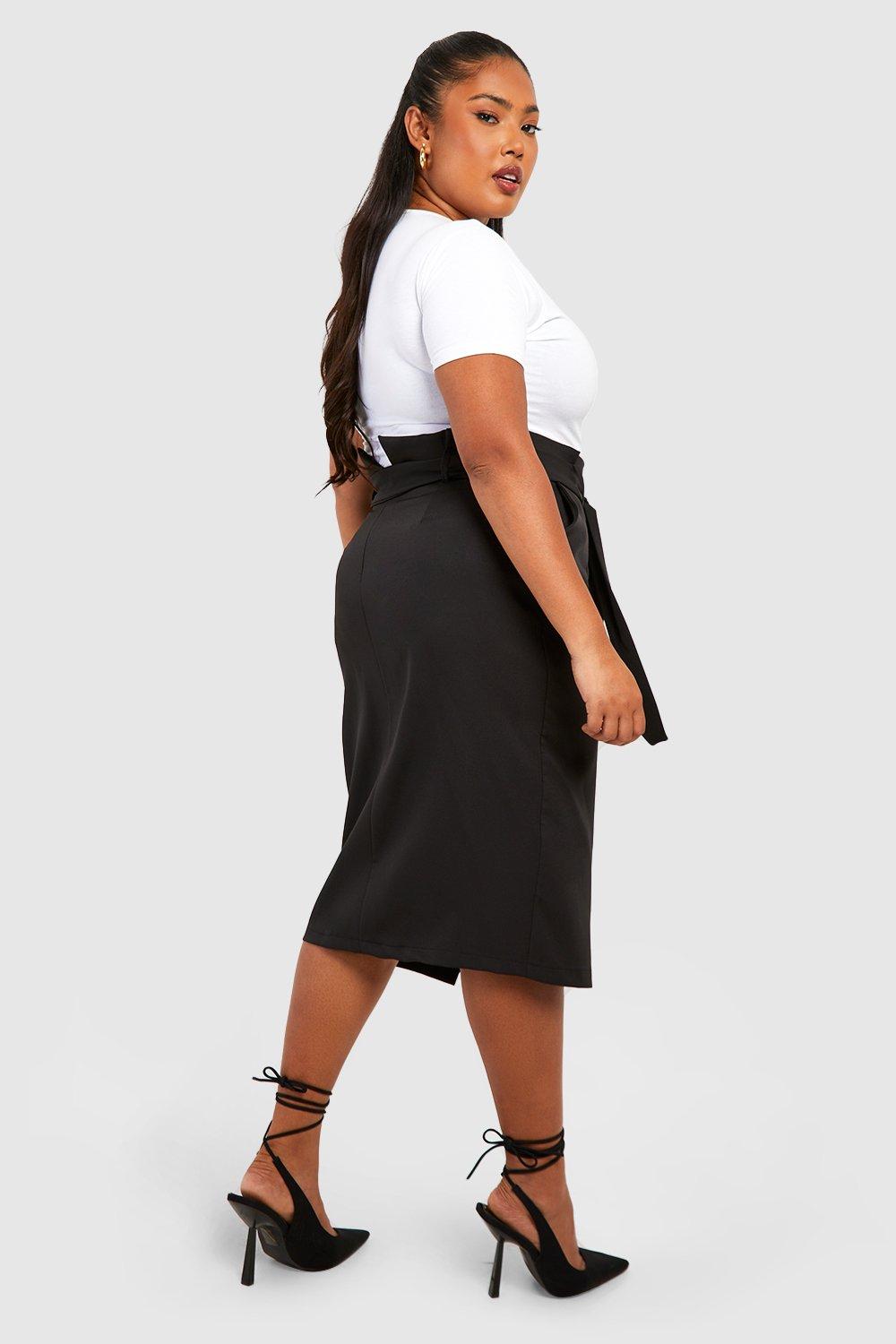 Plus size black 2024 midi pencil skirt