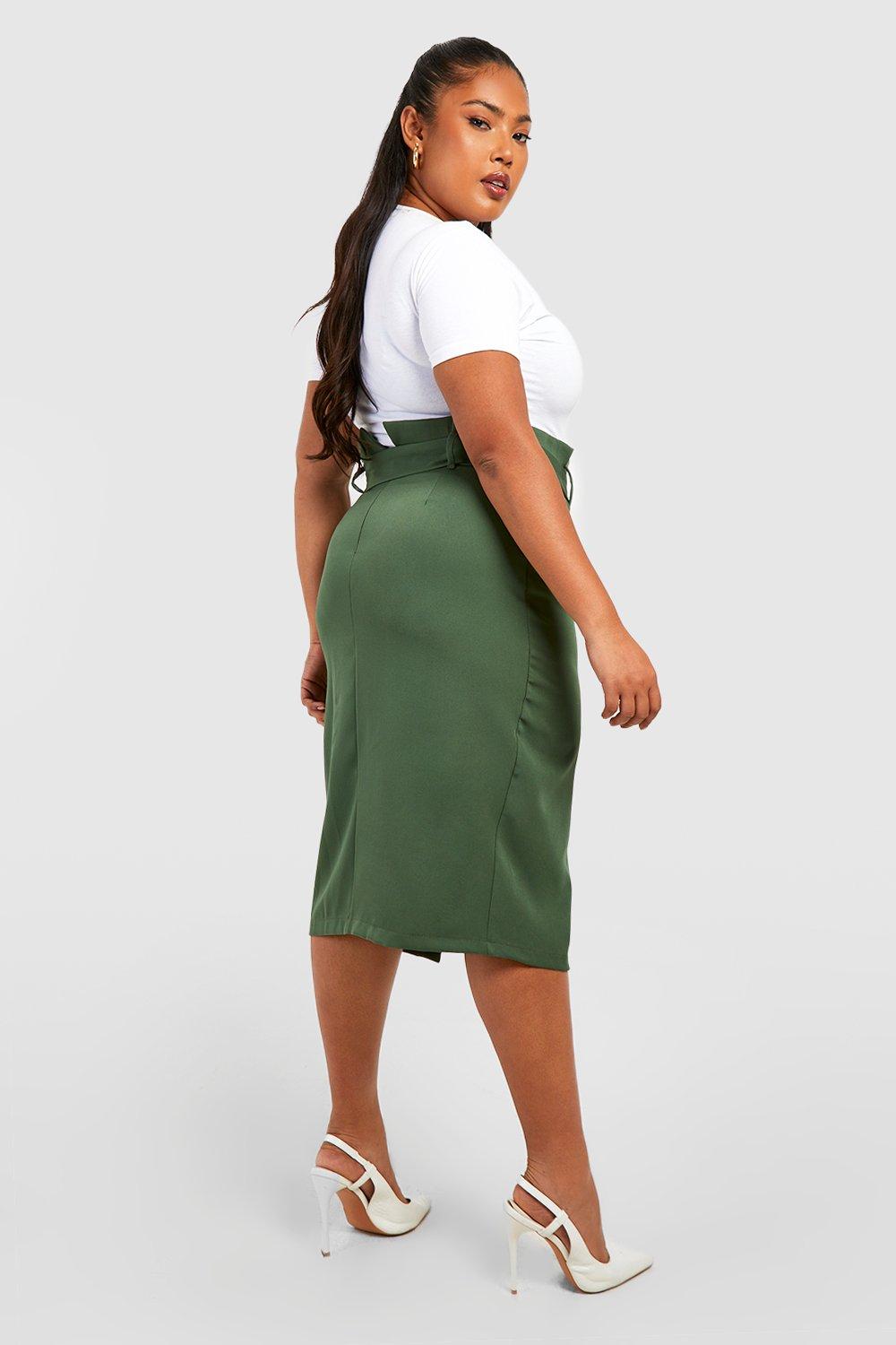 Plus size shop khaki skirt clothing