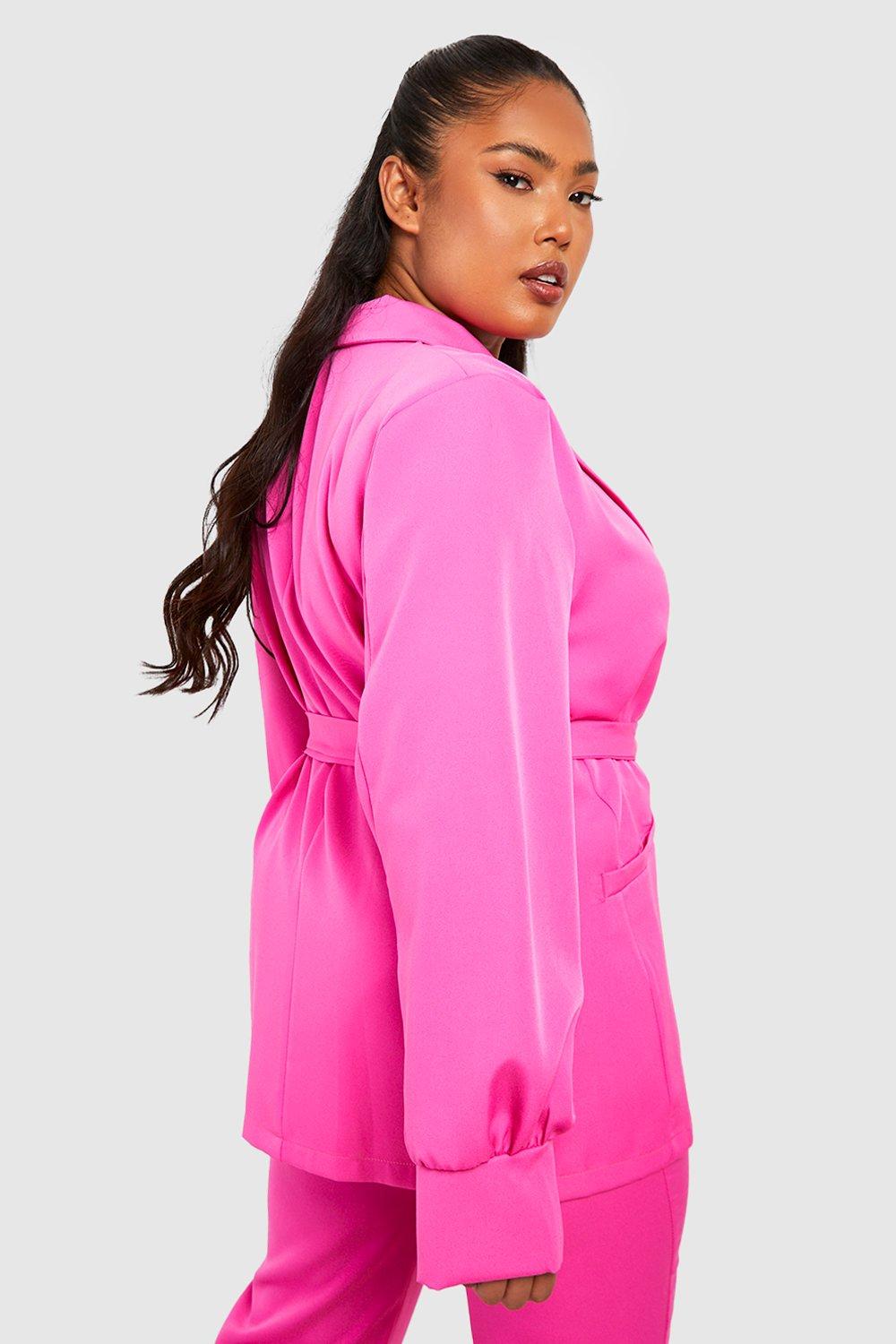 Pink satin hot sale jacket plus size