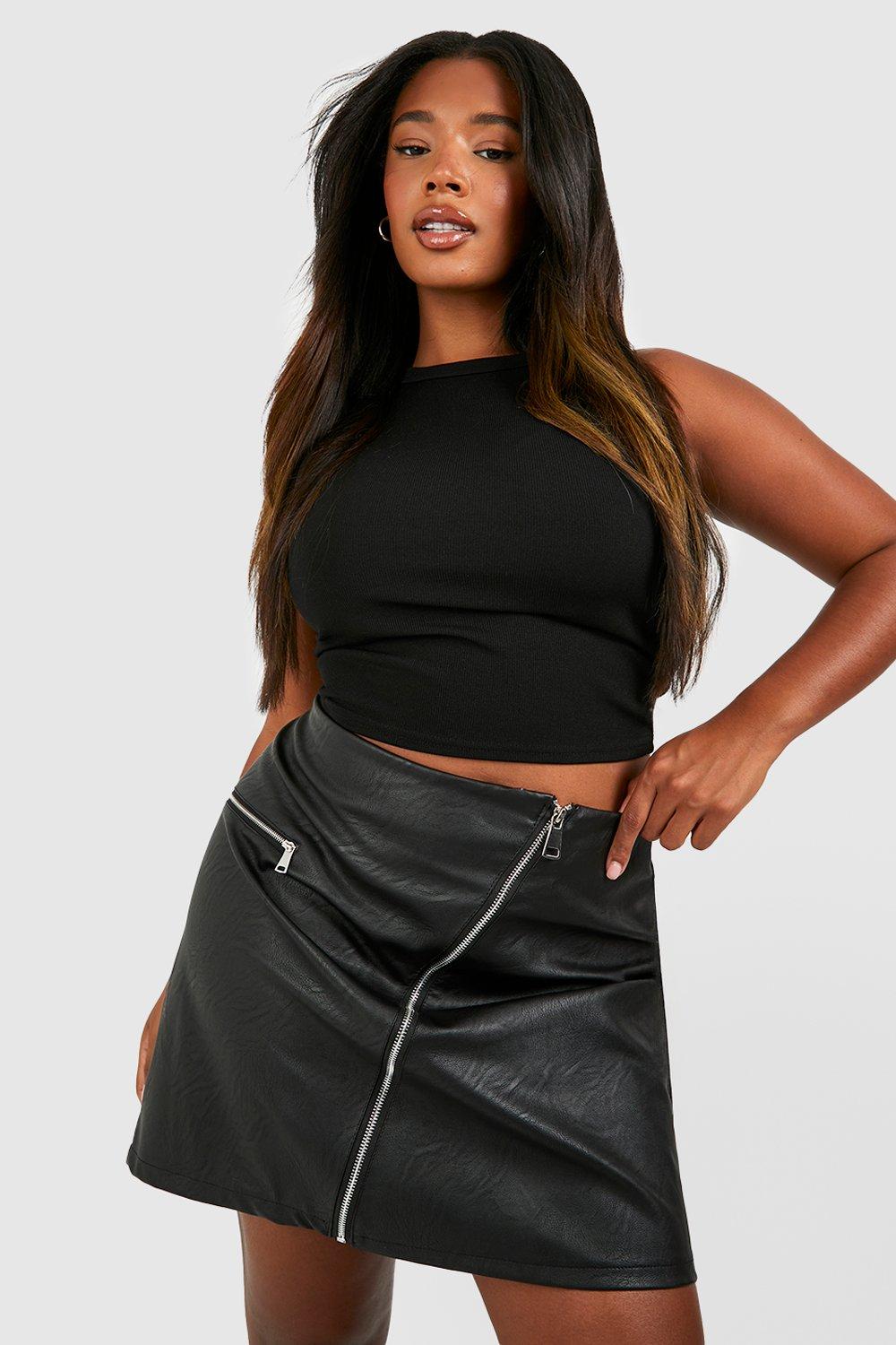 Plus Pu Zip Detail Mini Skirt boohoo FI