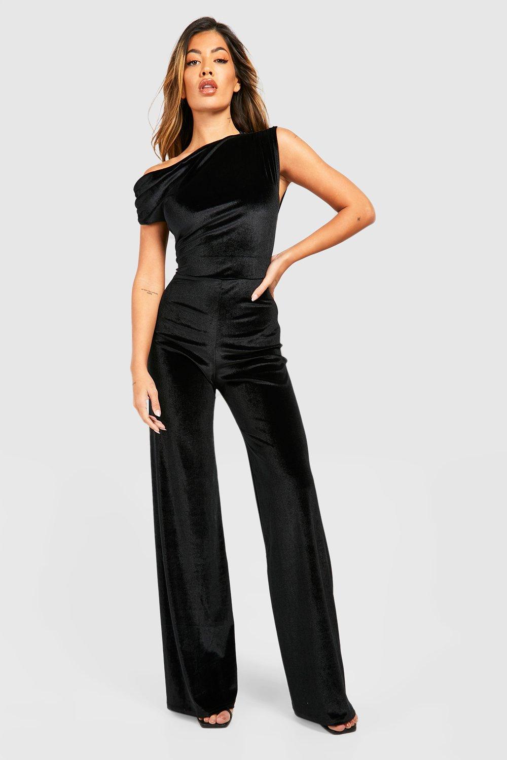 Black sales velour jumpsuit