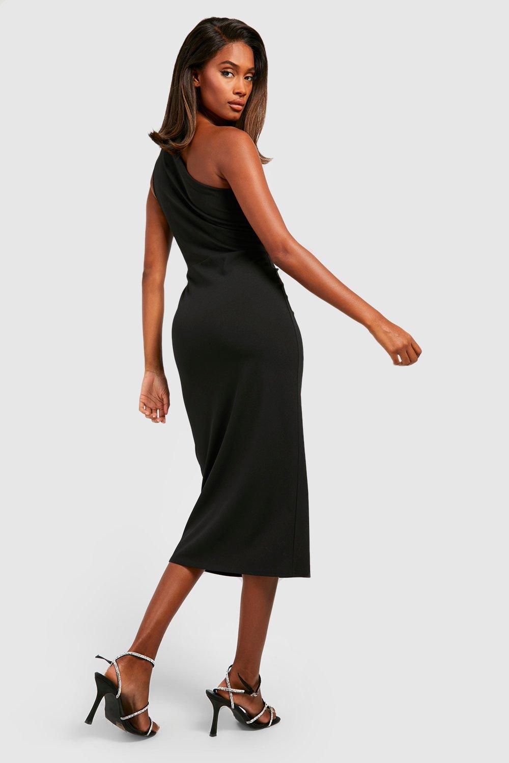 Diamante Trim One Shoulder Midi Dress boohoo AU