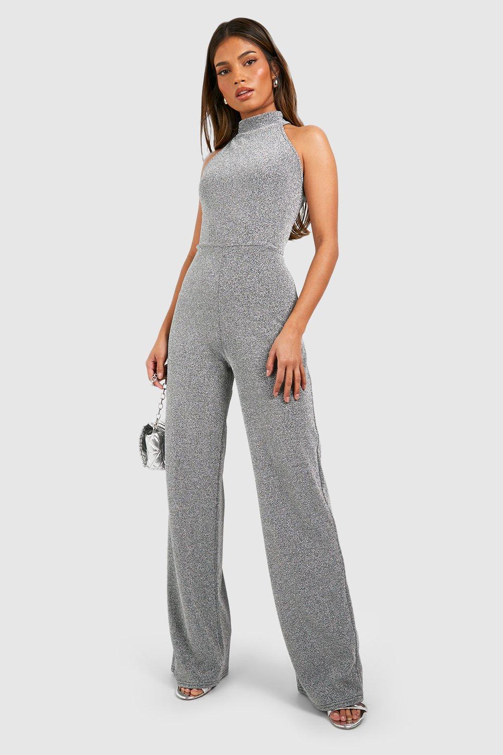 Grey wide hot sale leg jumpsuit