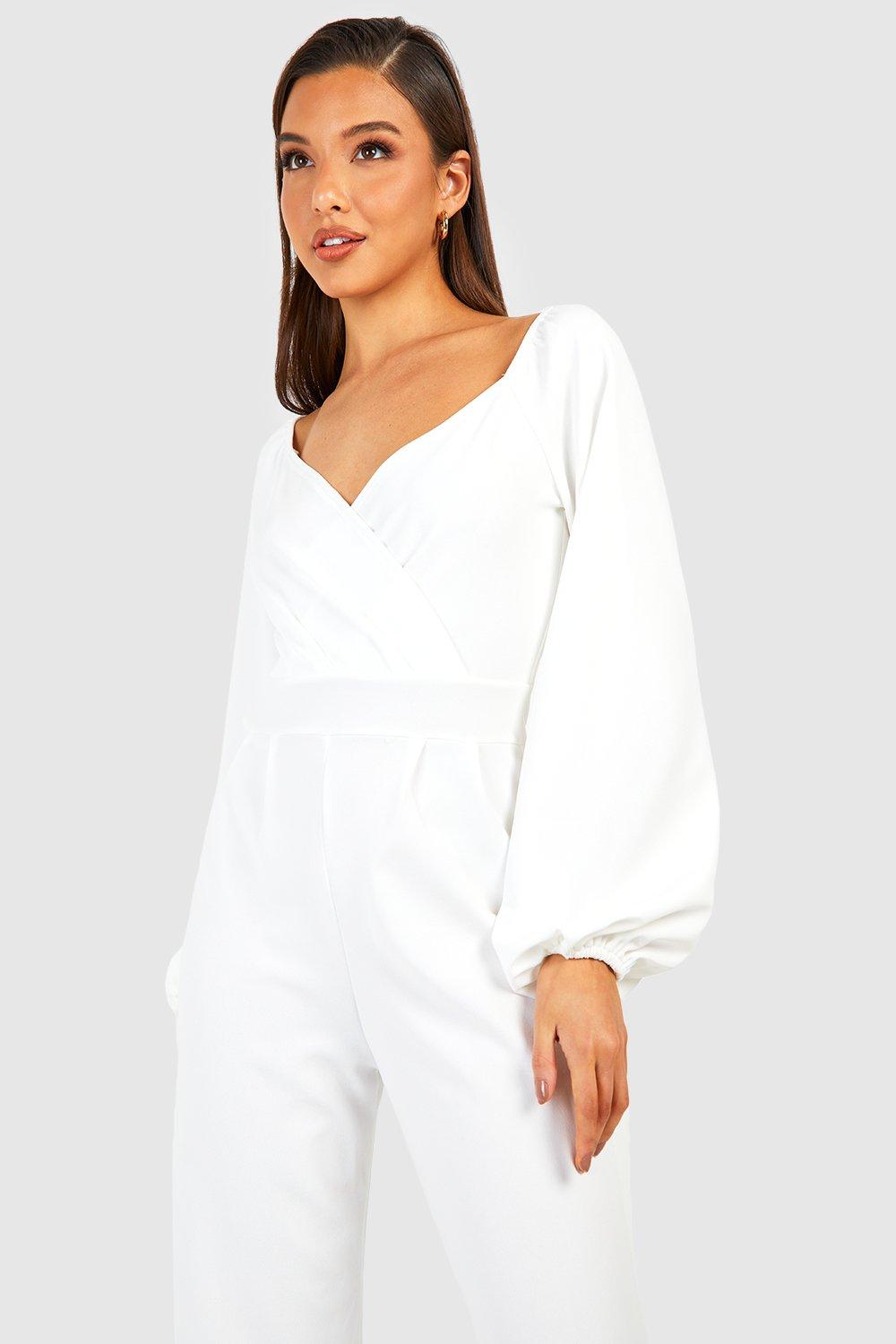 Boohoo wrap cheap front jumpsuit