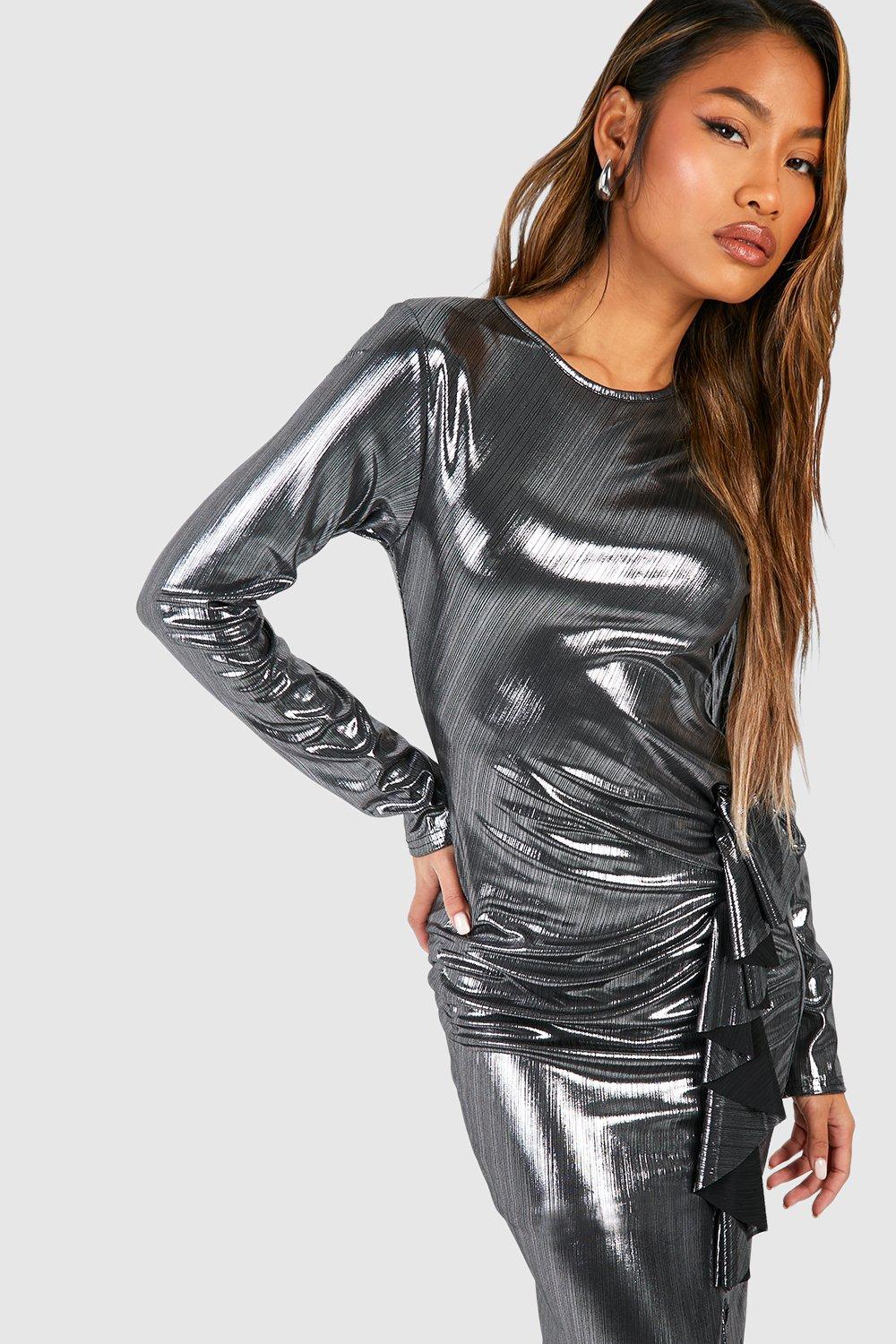 Metallic dress outlet long