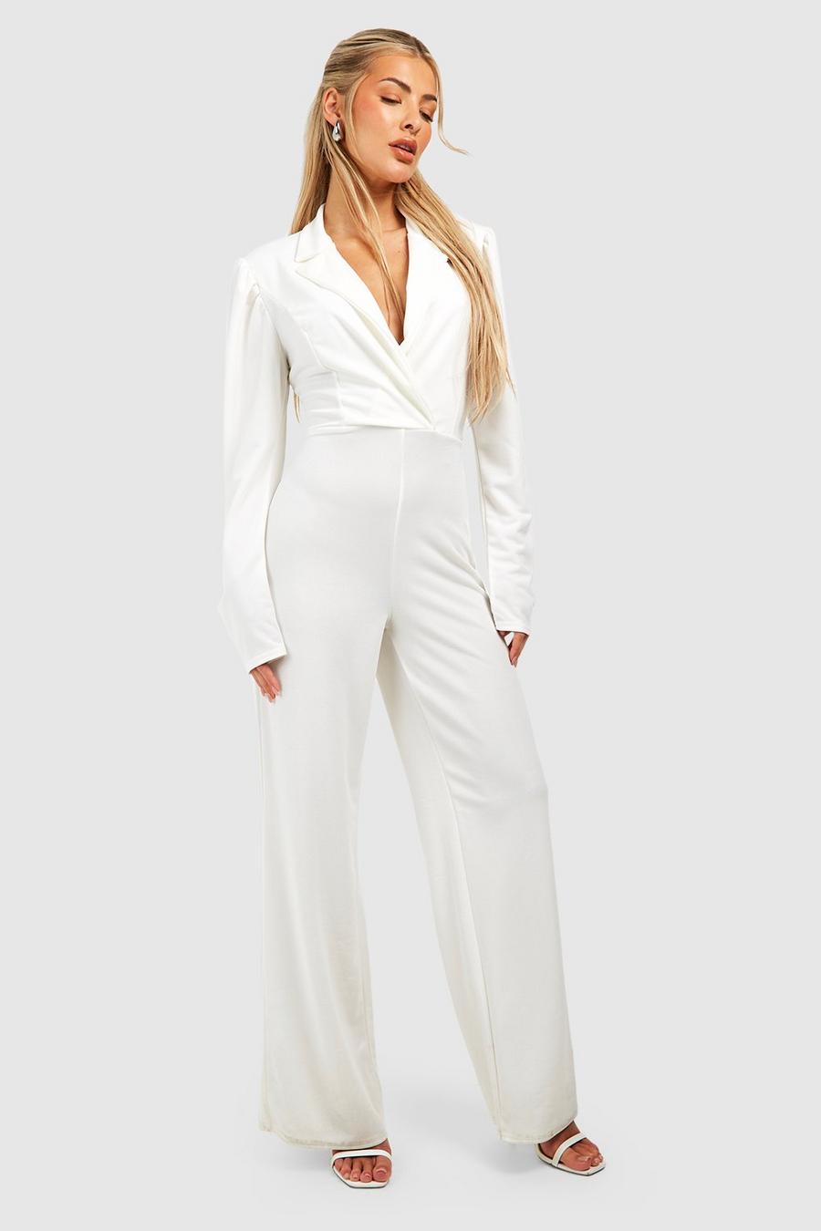 Ivory Puff Sleeve Tailored Jumpsuit image number 1