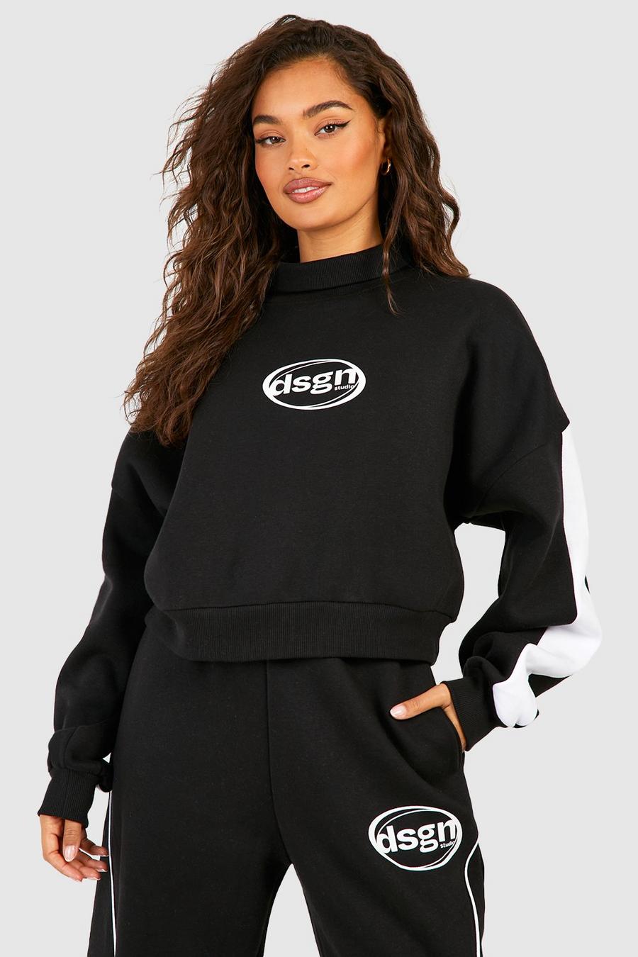 Black Dsgn Studio Roll Neck Colour Block Oversized Sweatshirt