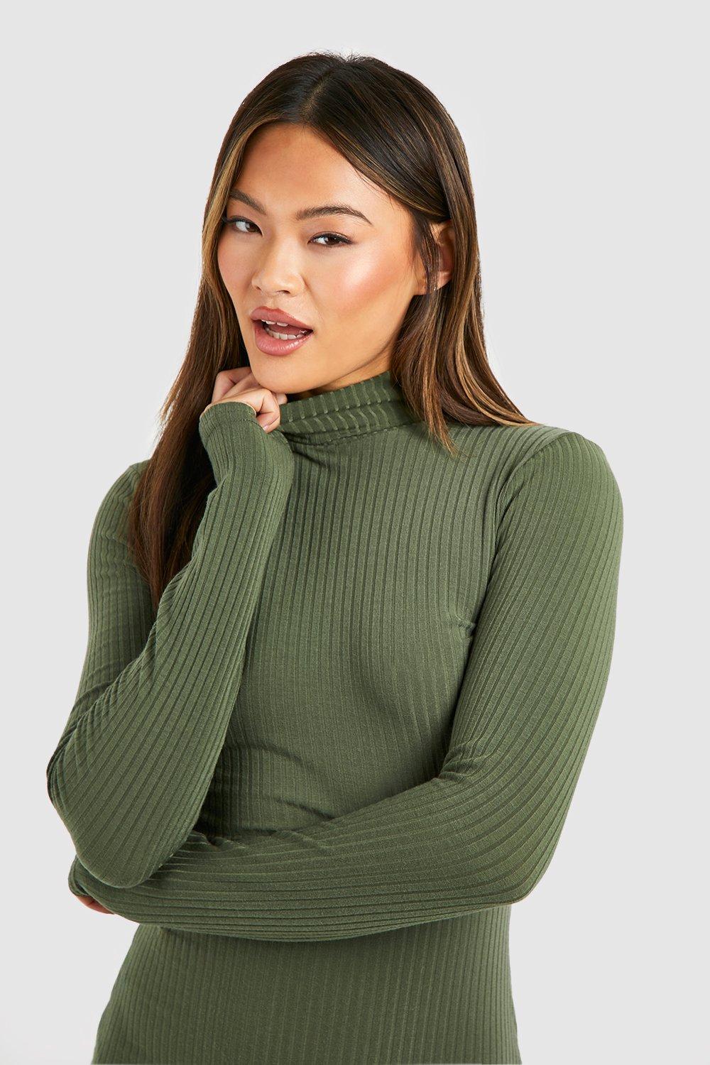 Turtleneck ribbed midi-dress - Woman