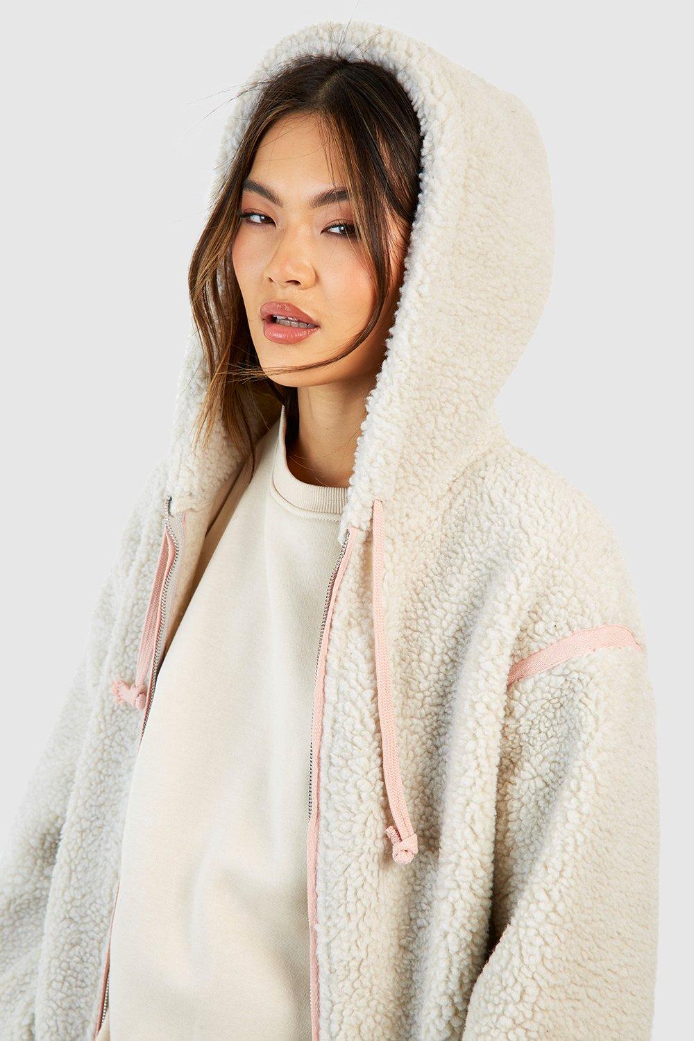 Womens hooded store teddy coat