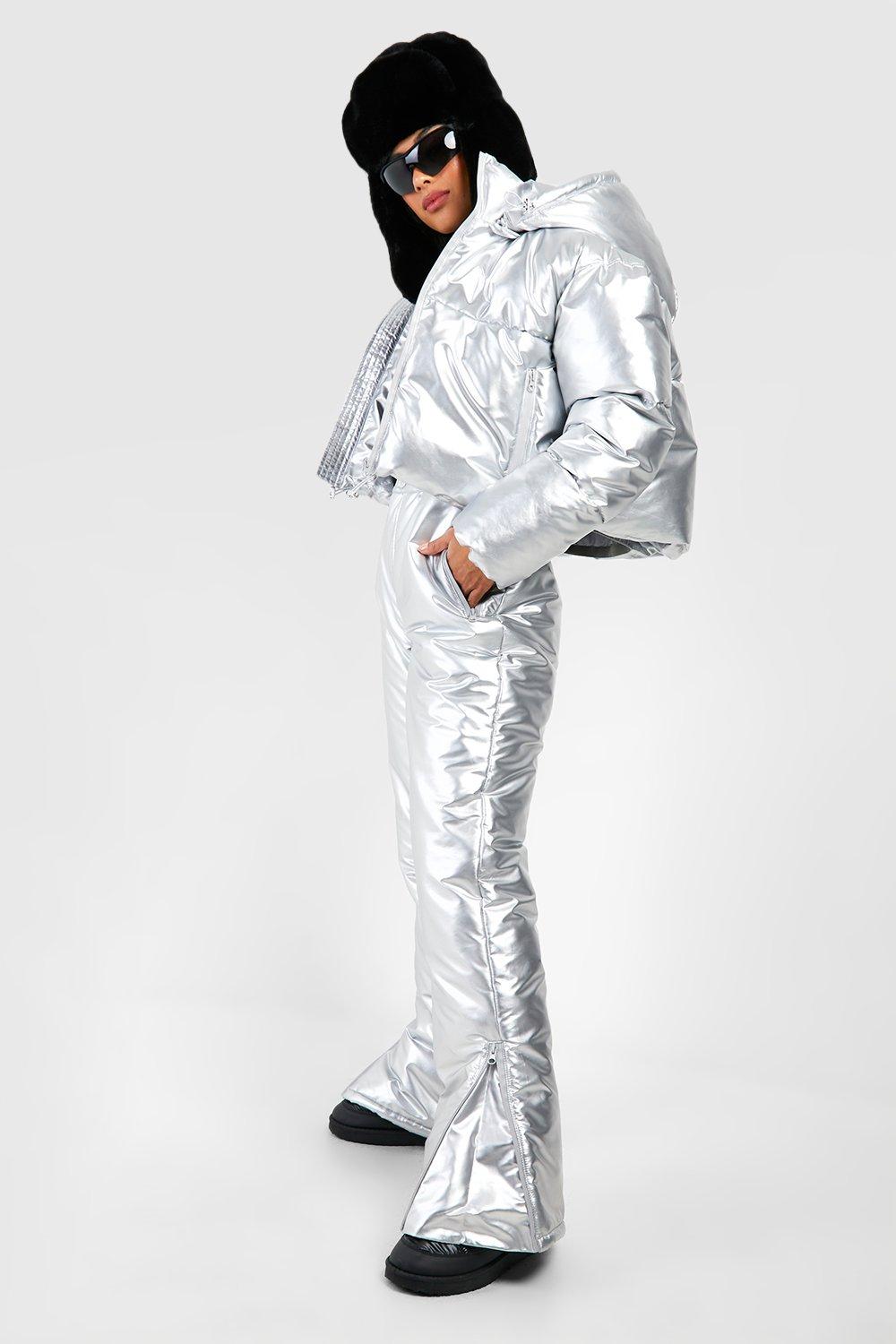 Metallic silver shop ski jacket