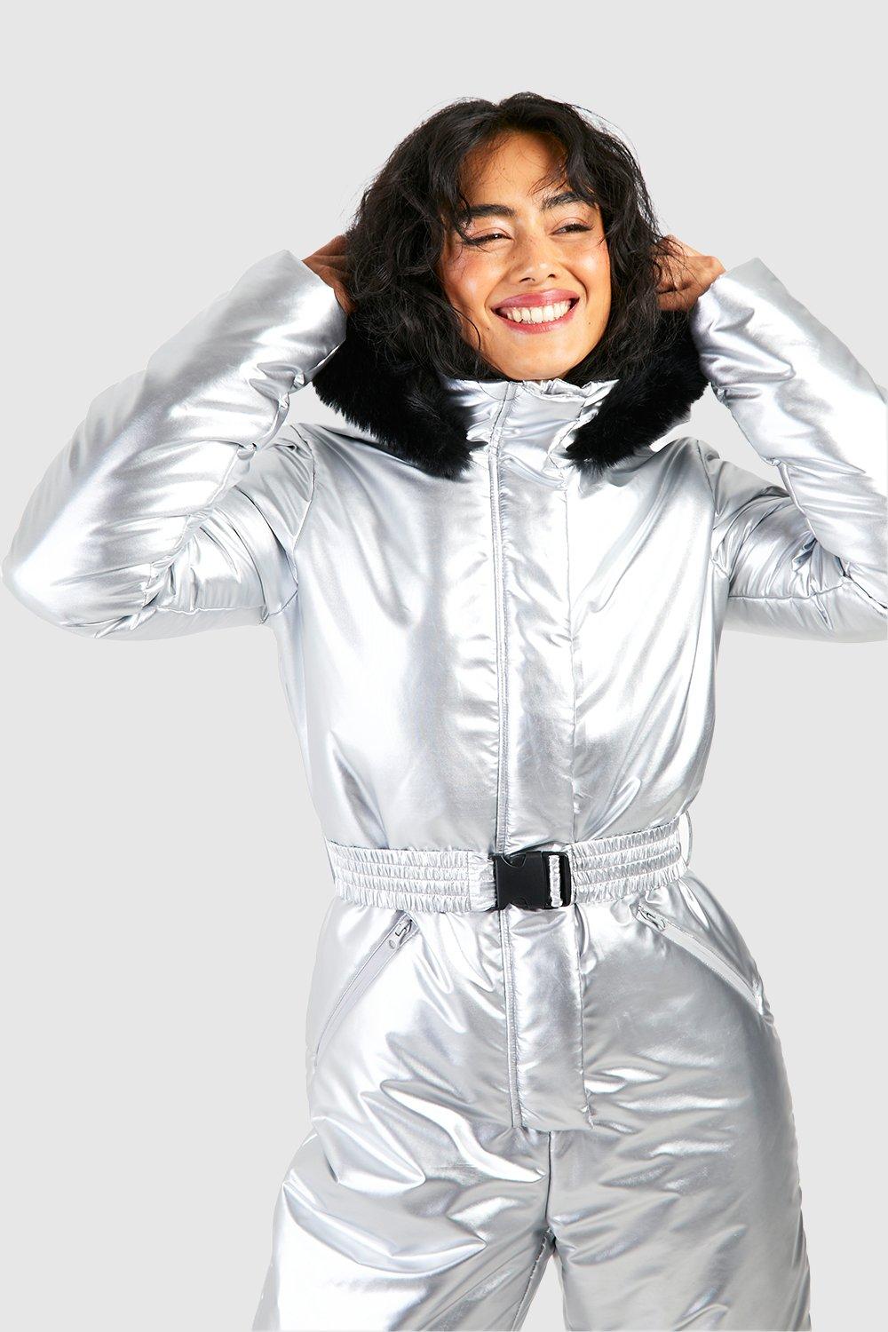 Tuta personalizzata Donna Argento Vestito da sci Eco Pelliccia Tuta da neve  su misura Tuta da neve in pelliccia naturale Donna -  Italia