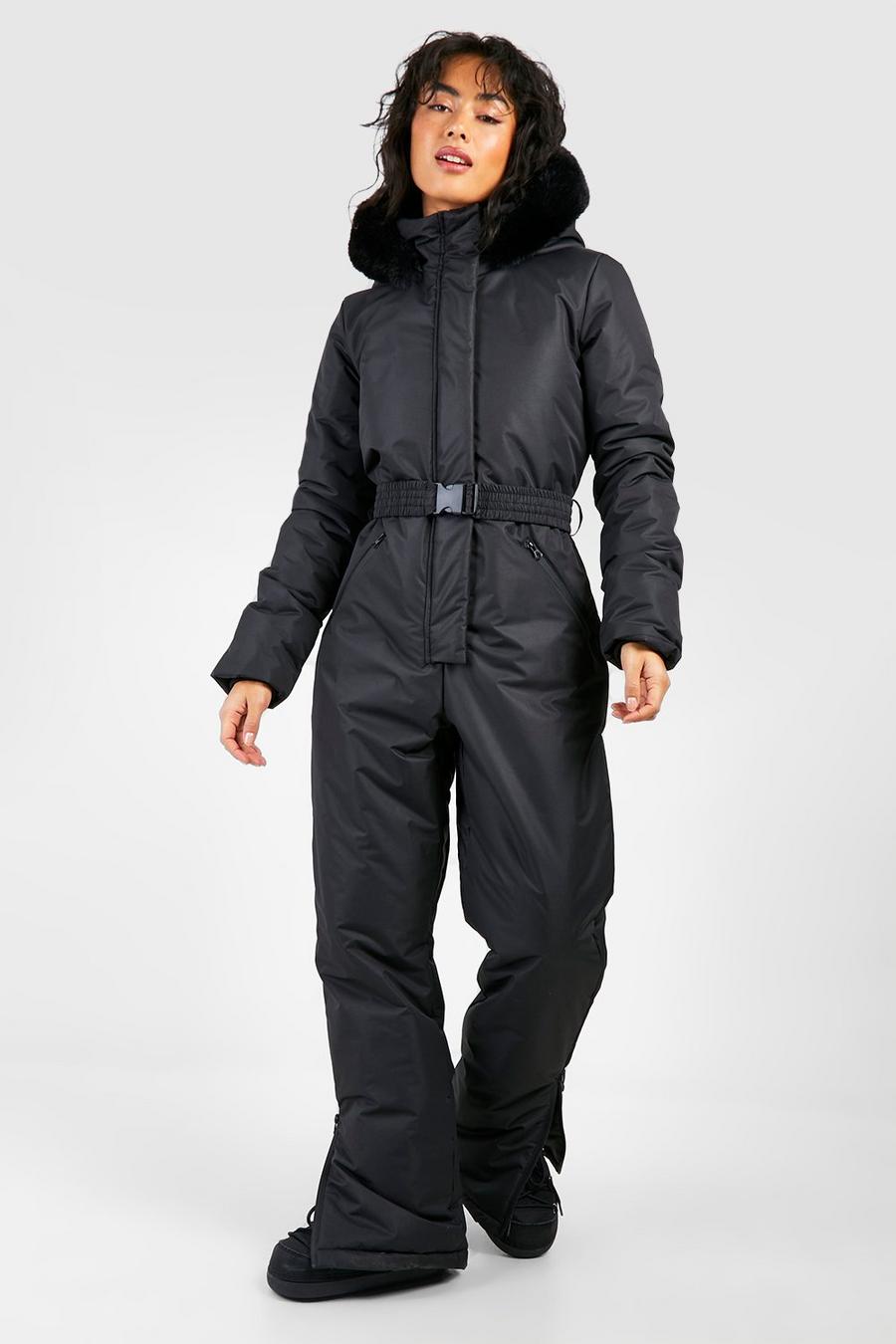 Black Faux Fur Trim Snowsuit image number 1