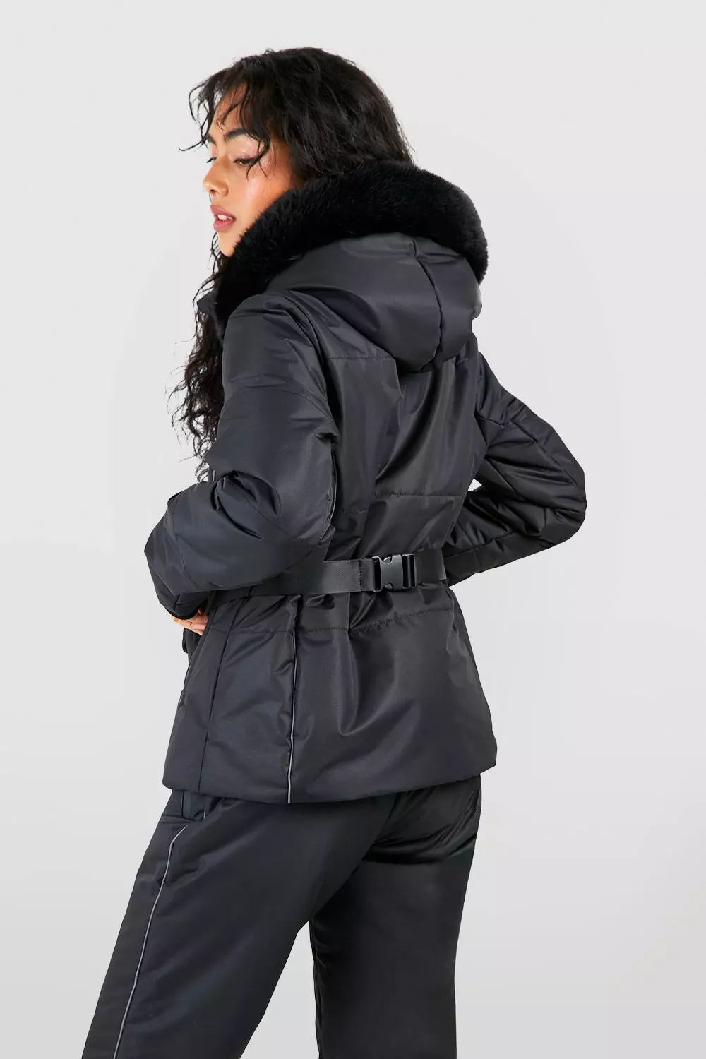 Fur trim ski on sale jacket