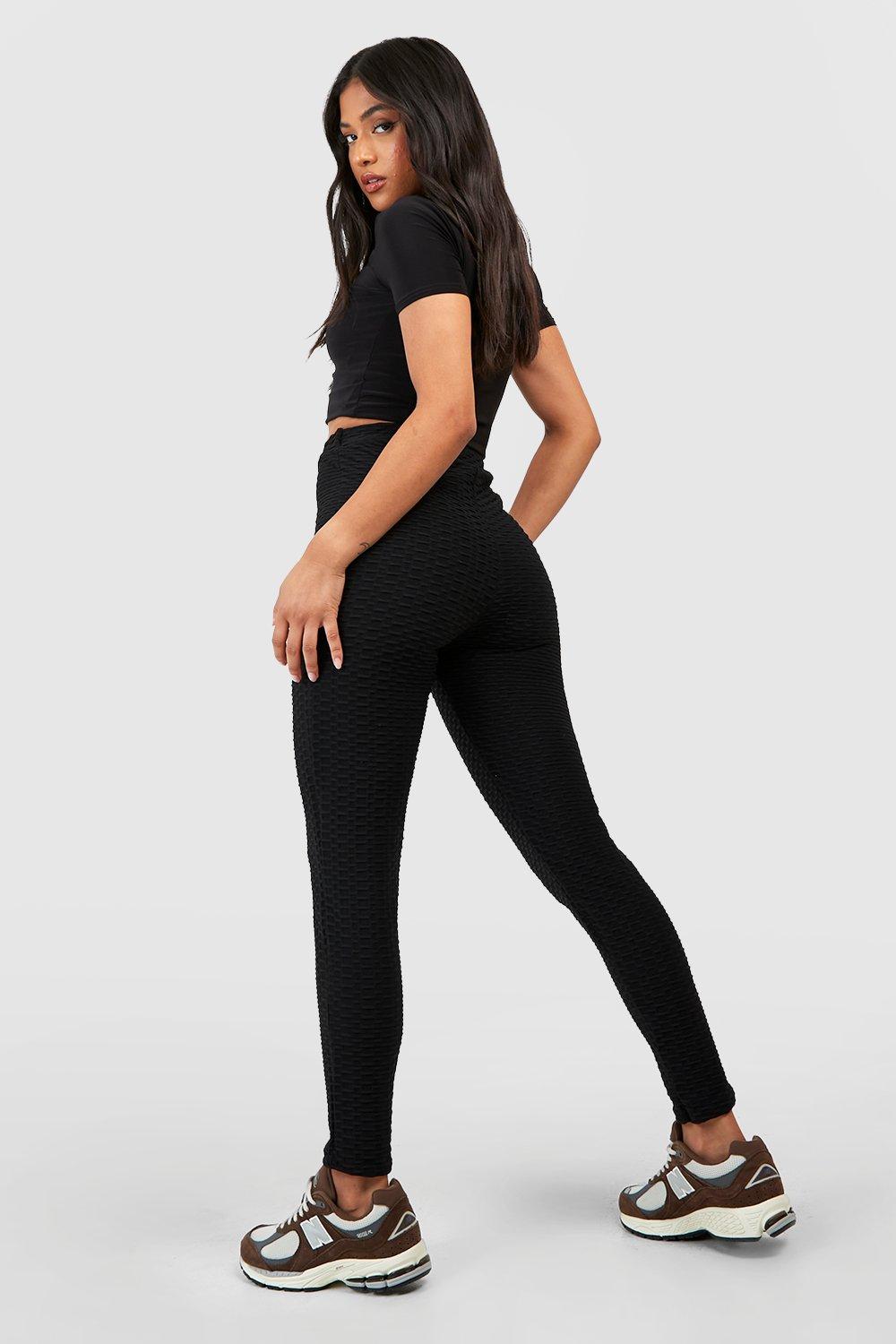 Buy Boohoo Petite Honeycomb Yoga Leggings In Black