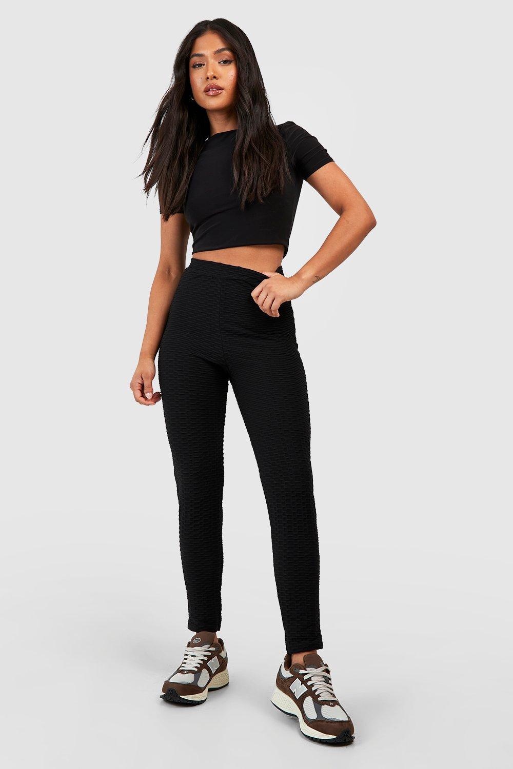 Buy Boohoo Hight Waist Honeycomb Leggings In Black