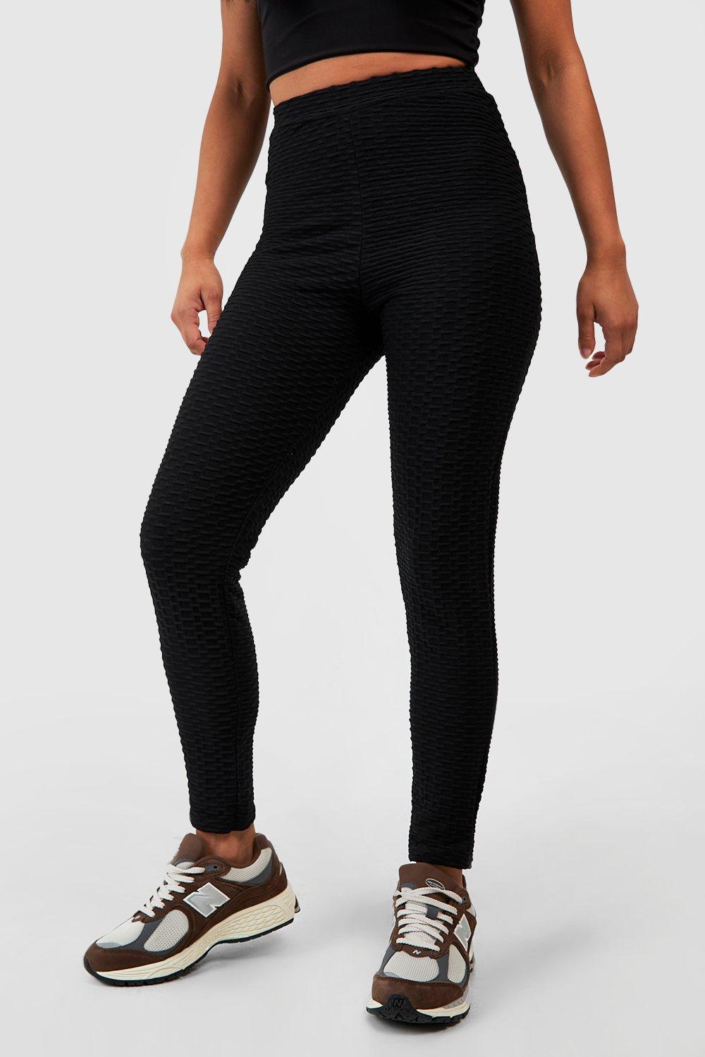 Buy Boohoo Petite Honeycomb Yoga Leggings In Black