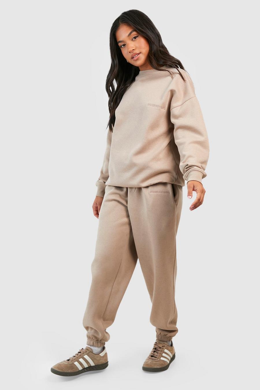 Taupe Petite Dsgn Studio Embroided Tracksuit  image number 1