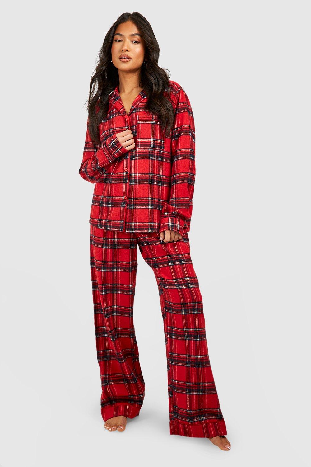 Women s Petite Tartan Check Pyjamas Boohoo UK