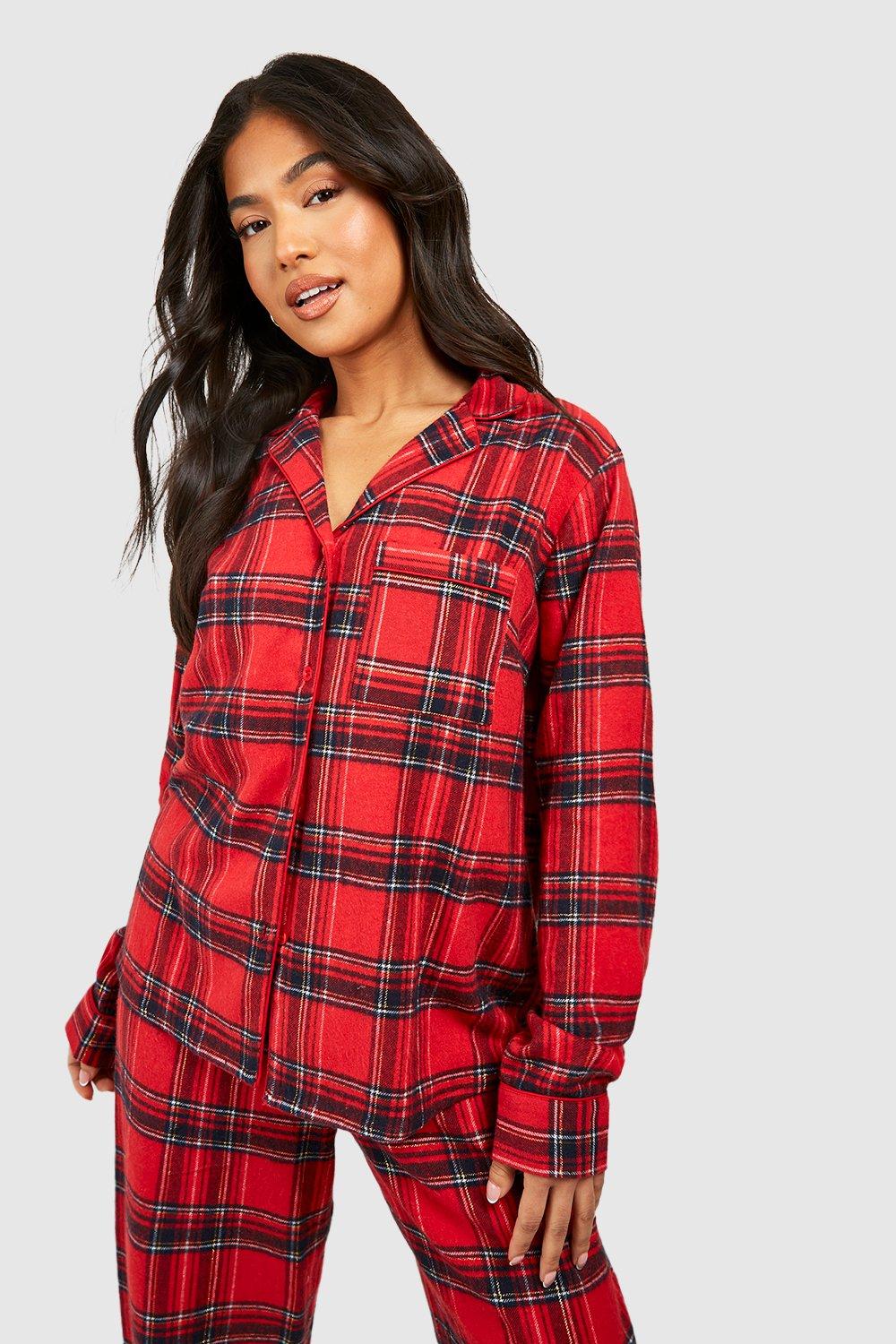 Women s Petite Tartan Check Pyjamas Boohoo UK