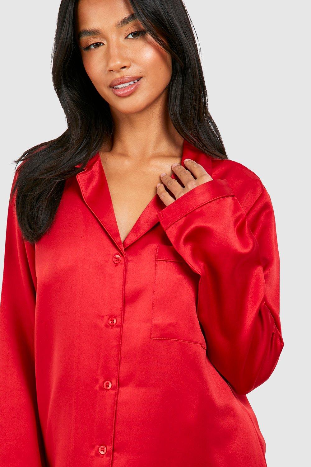Chemise de nuit rouge satin hotsell