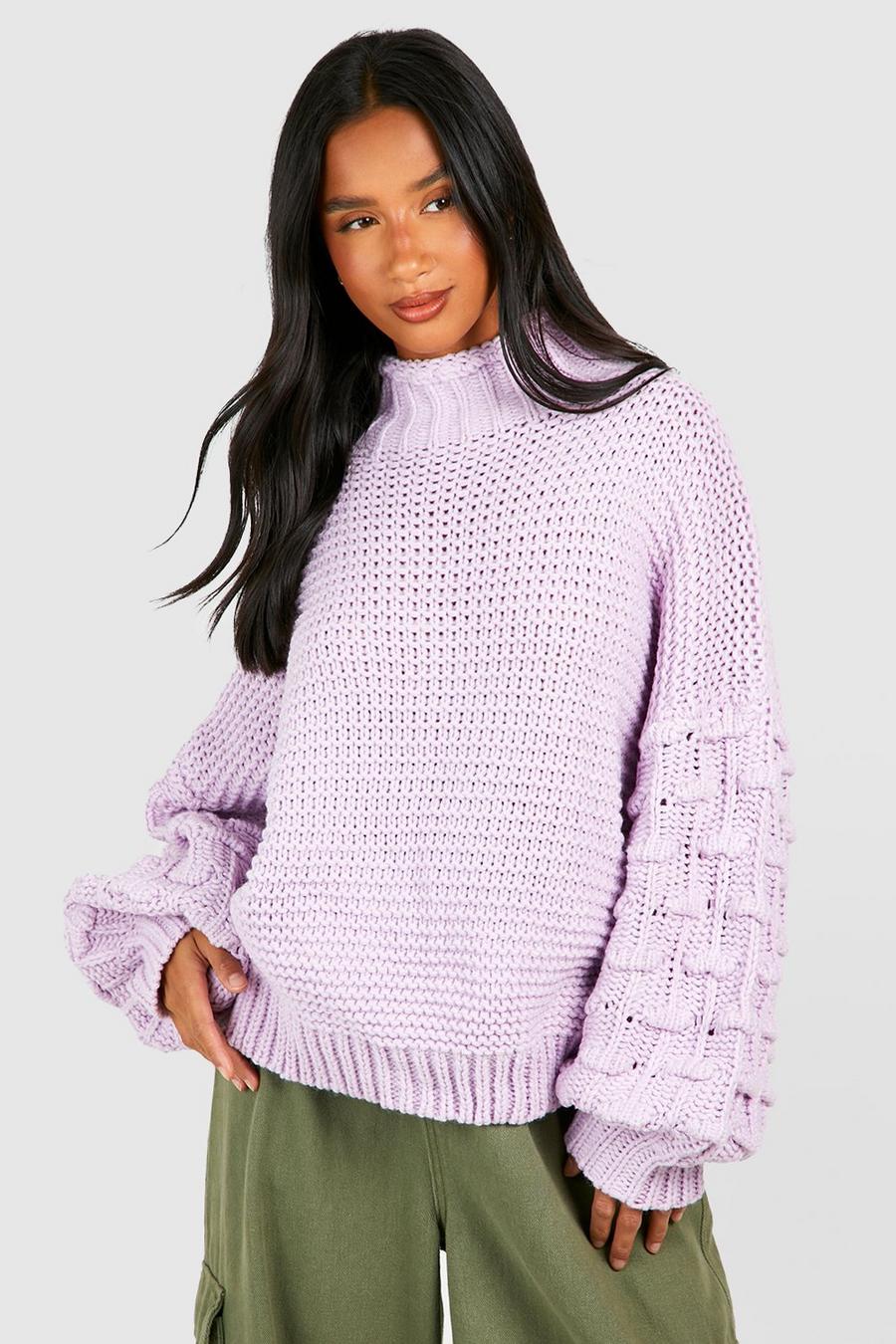 Maglione Petite in maglia spessa con bolle in rilievo, Lilac purple