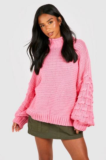 Petite Chunky Bubble Sweater pink