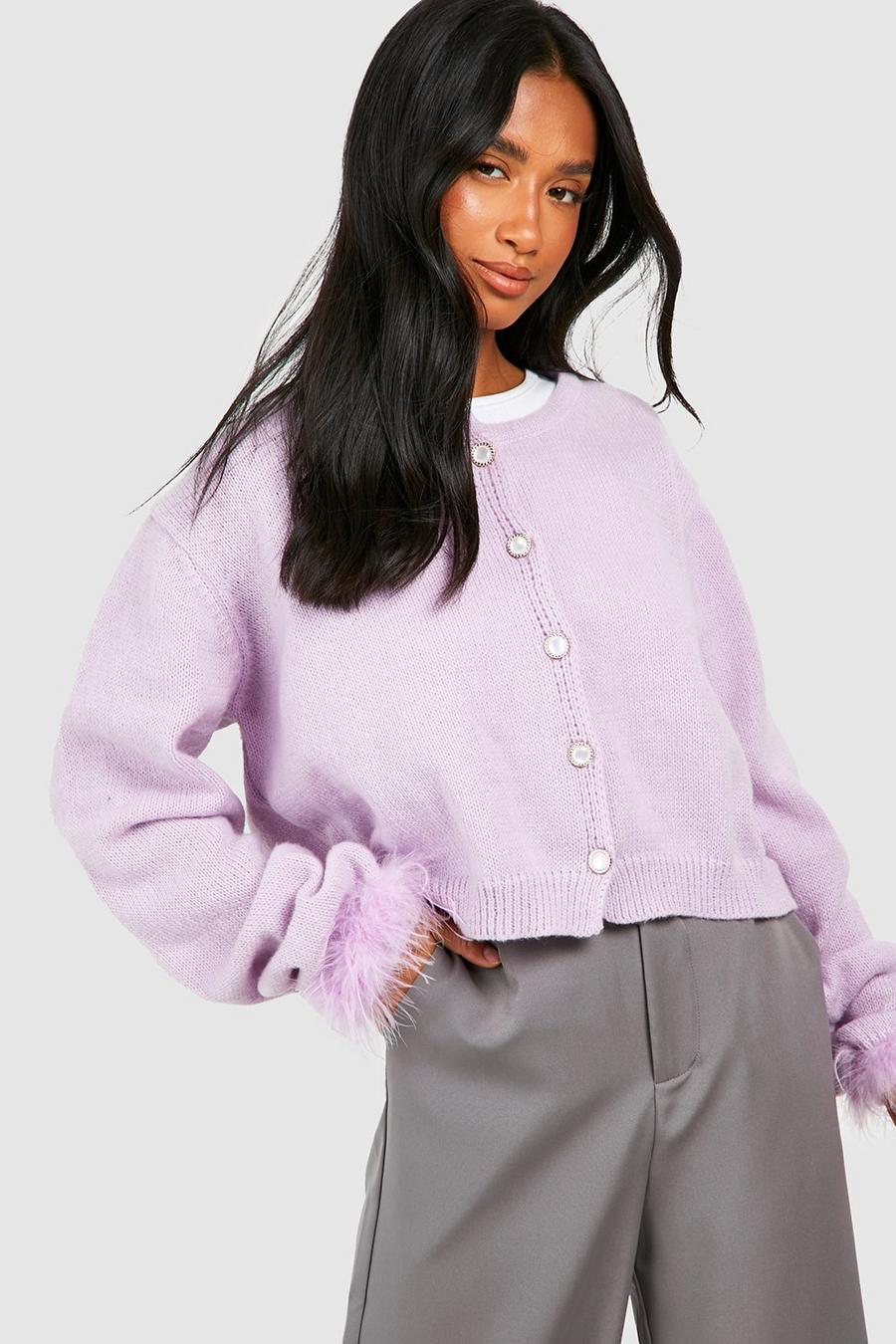 Lilac Petite Feather Cardigan image number 1